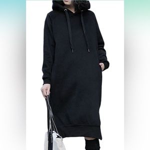 Women's Thickening Long Fleece Sweatshirt String Hoodie Dress Pullover Plus Size